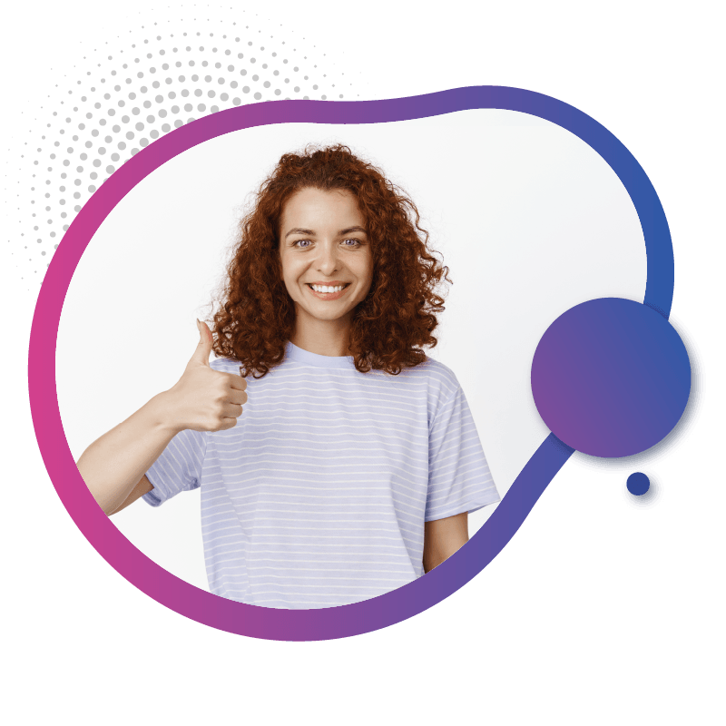 A person with curly hair wearing a striped shirt gives a thumbs-up gesture, symbolizing confidence and ease while exploring Australia with eSIM connectivity